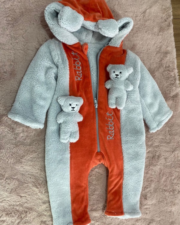 Ayıcıklı Erkek Bebek Peluş Tulum